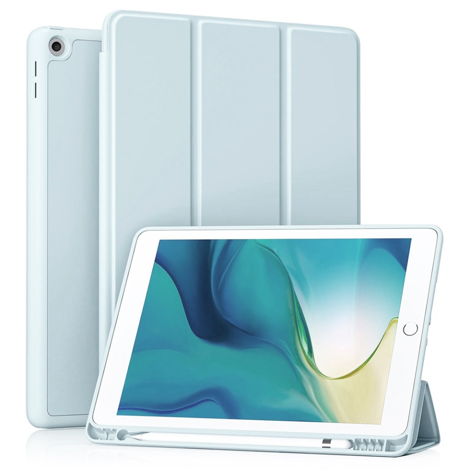 Husa tableta pentru iPad 10.2 (2019 / 2020 / 2021) cu suport cu 2 Unghiuri și functie Sleep/Wake, SKDR OfficeMate - Bleu