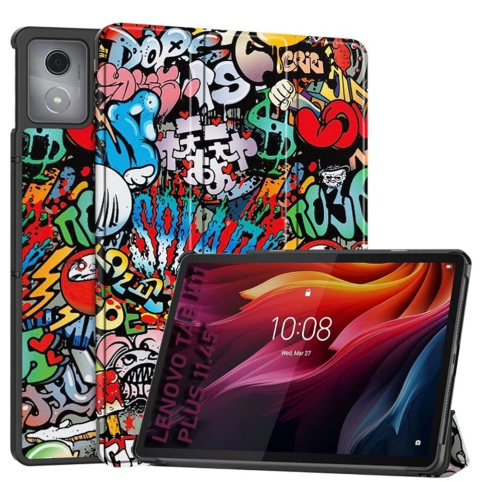Husa tableta pentru Lenovo Tab K11 Plus, SKYDDAR INNOVATION, cu suport Multi-Unghi si functie Sleep/Wake, FoldPro, Urban vibe, set cu sticker