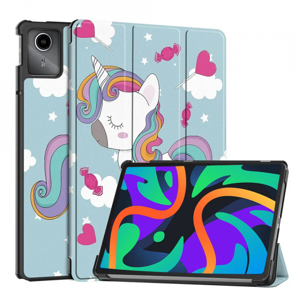 Husa tableta pentru Lenovo Tab M11 cu suport Multi-Unghi și functie Sleep/Wake , SKYDDAR FoldVision Colour - Unicorn