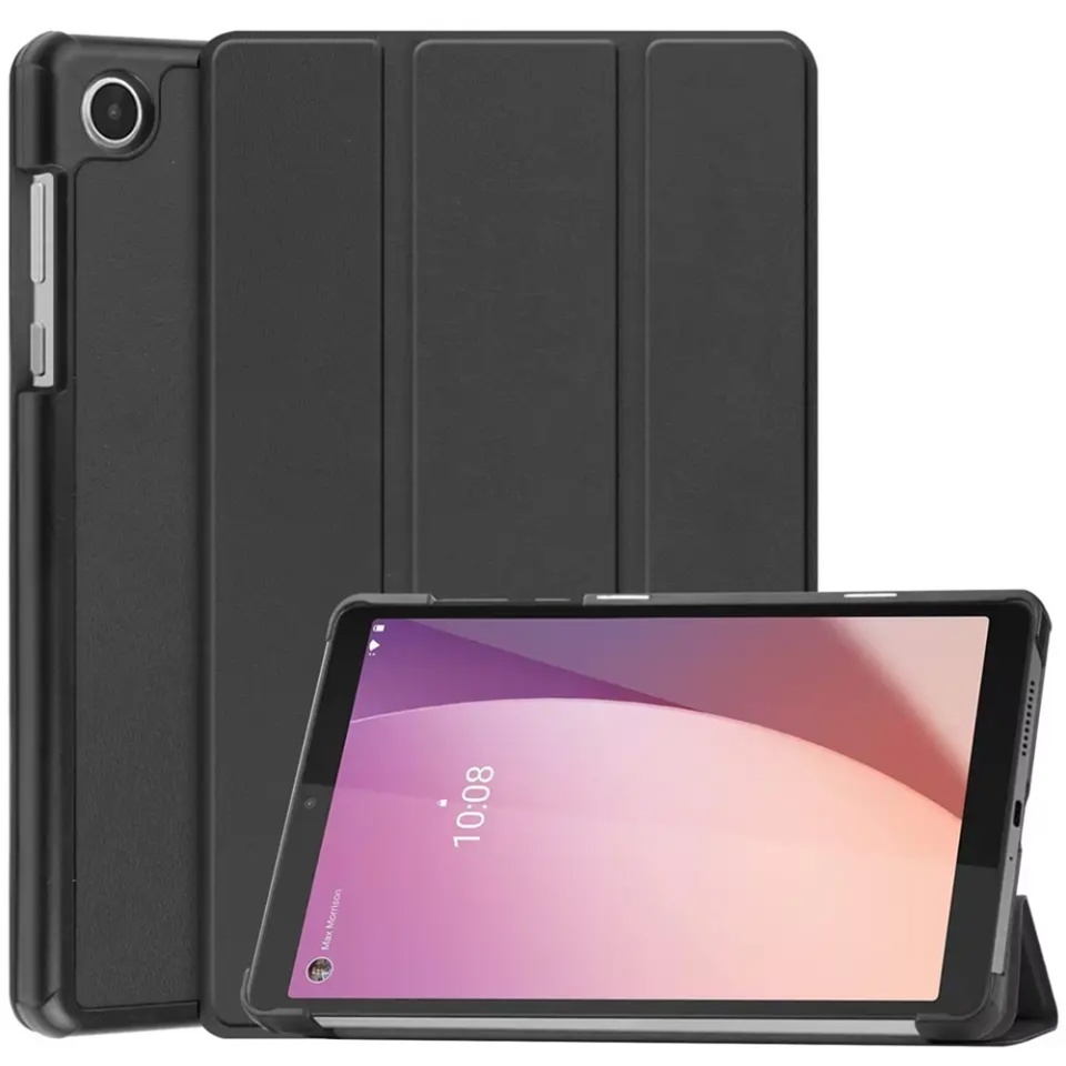 Husa tableta pentru Lenovo Tab M8 Gen 4 8.0, SKYDDAR INNOVATION, cu suport Multi-Unghi si functie Sleep/Wake, FoldPro, Negru, set cu sticker
