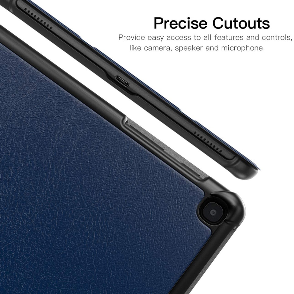 Husa tableta pentru Samsung Galaxy Tab A 10.1 2019 T510, SKYDDAR INNOVATION, cu suport Multi-Unghi si functie Sleep/Wake, FoldPro, Albastru, set cu sticker - 3 | YEO