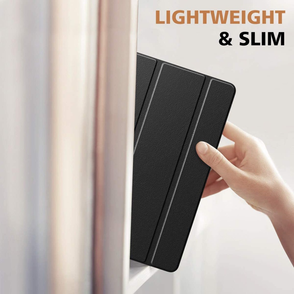 Husa tableta pentru Samsung Galaxy Tab A7 10.4 2020 T500/T505, SKYDDAR INNOVATION, cu suport Multi-Unghi si functie Sleep/Wake, FoldPro, Negru, set cu sticker - 3 | YEO