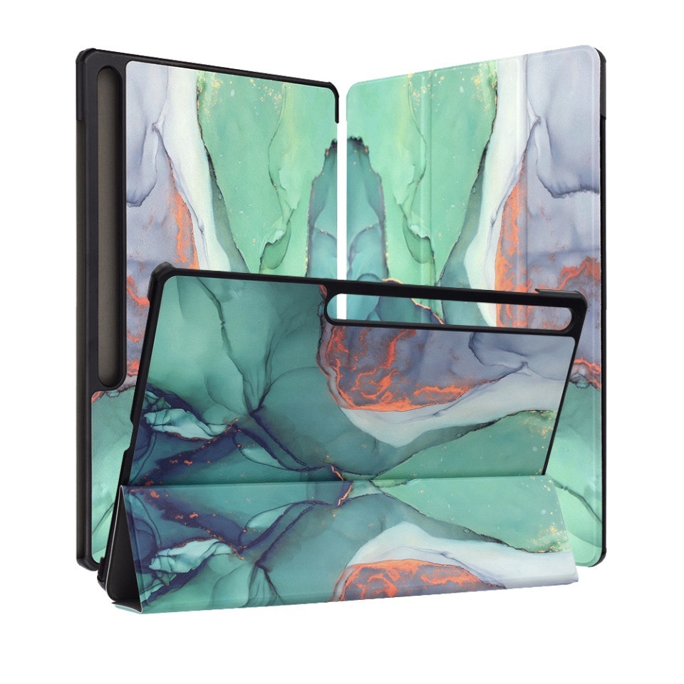 Husa tableta pentru Samsung Galaxy Tab S10 FE Plus, SKYDDAR INNOVATION, cu suport Multi-Unghi si functie Sleep/Wake, FoldPro, Green time, set cu sticker - 3 | YEO