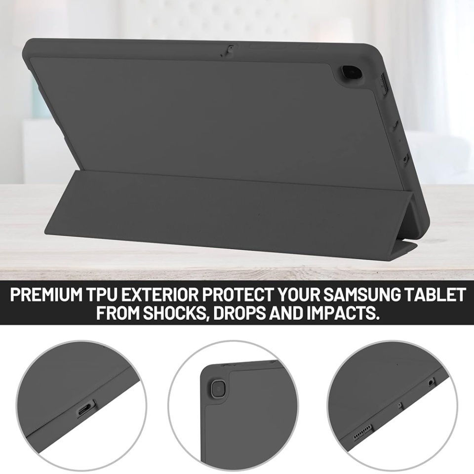 Husa tableta pentru Samsung Galaxy Tab S6 Lite (2020/2022/2024) cu suport cu 2 Unghiuri și functie Sleep/Wake, SKDR OfficeMate - Negru - 1 | YEO