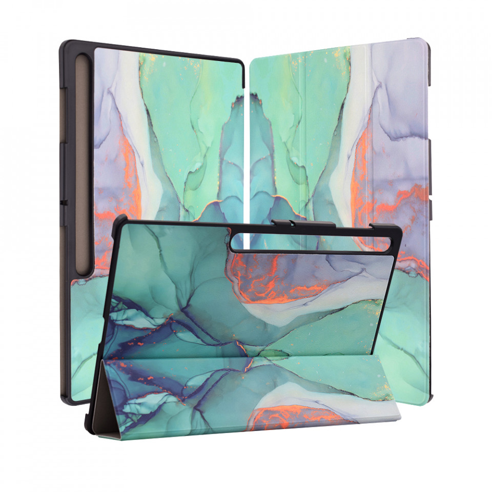 Husa tableta pentru Samsung Galaxy Tab S8 Ultra / Galaxy Tab S9 Ultra cu suport Multi-Unghi și functie Sleep/Wake , SKYDDAR FoldVision Colour - Green time