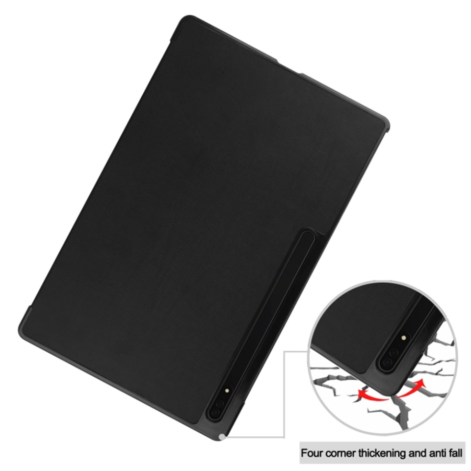 Husa tableta pentru Samsung Galaxy Tab S8 Ultra, SKYDDAR INNOVATION, cu suport Multi-Unghi si functie Sleep/Wake, FoldPro, Negru, set cu sticker - 1 | YEO