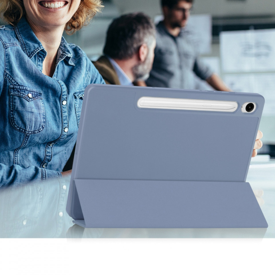 Husa tableta pentru Samsung Galaxy Tab S9 FE cu suport 2 Unghiuri și functie Sleep/Wake, SKDR OfficeMate - Gri - 3 | YEO