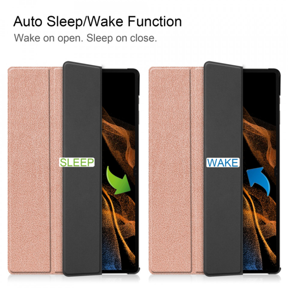 Husa tableta pentru Samsung Galaxy Tab S9 Ultra cu suport Multi-Unghi și functie Sleep/Wake , SKYDDAR FoldVision - Roz - 5