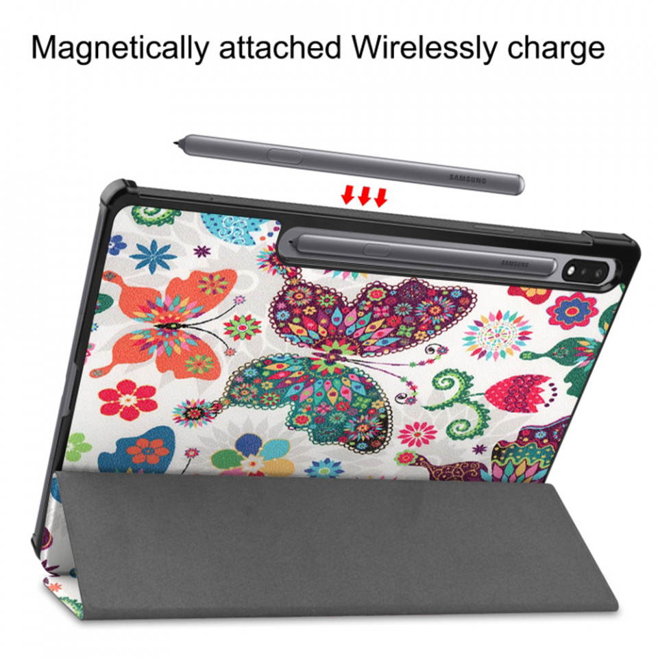 Husa tableta pentru Samsung Tab S7 Plus / Tab S8 Plus / Tab S7 FE cu suport Multi-Unghi și functie Sleep/Wake , SKYDDAR FoldVision Colour - Butterfly - 3 | YEO