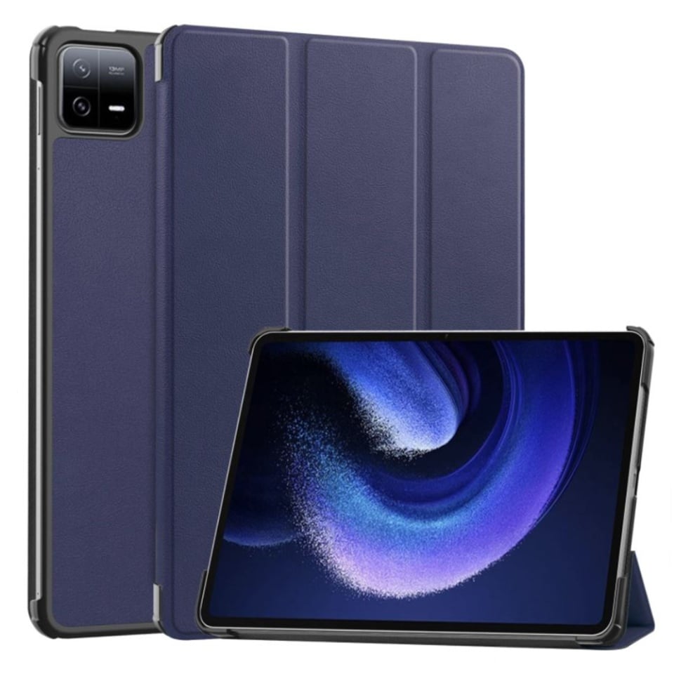 Husa tableta pentru Xiaomi Pad 6 / Pad 6 Pro, SKYDDAR INNOVATION, cu suport Multi-Unghi si functie Sleep/Wake, FoldPro, Albastru, set cu sticker