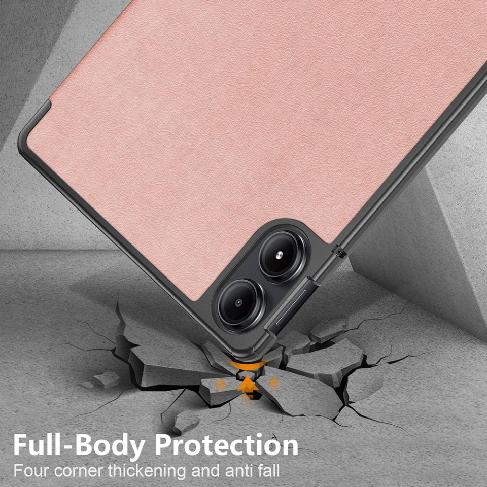 Husa tableta pentru Xiaomi Redmi Pad Pro / Redmi Pad Pro 5G / Poco Pad, SKYDDAR INNOVATION, cu suport Multi-Unghi si functie Sleep/Wake, FoldPro, Roz, set cu sticker - 2 | YEO