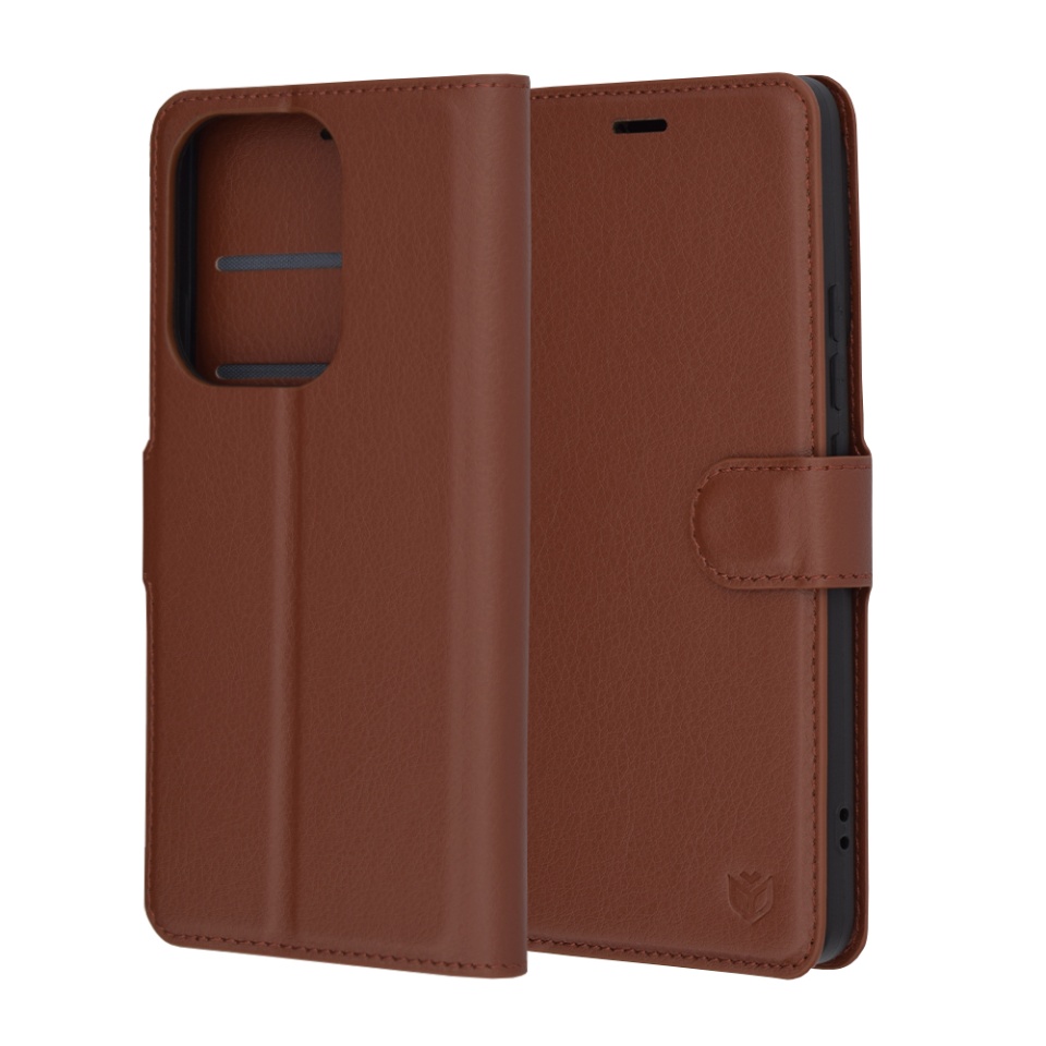 Husa Xiaomi Poco F6 tip Carte, cu Portofel Interior, Finisaje Premium, SKYDDAR Leather Wallet - Maro