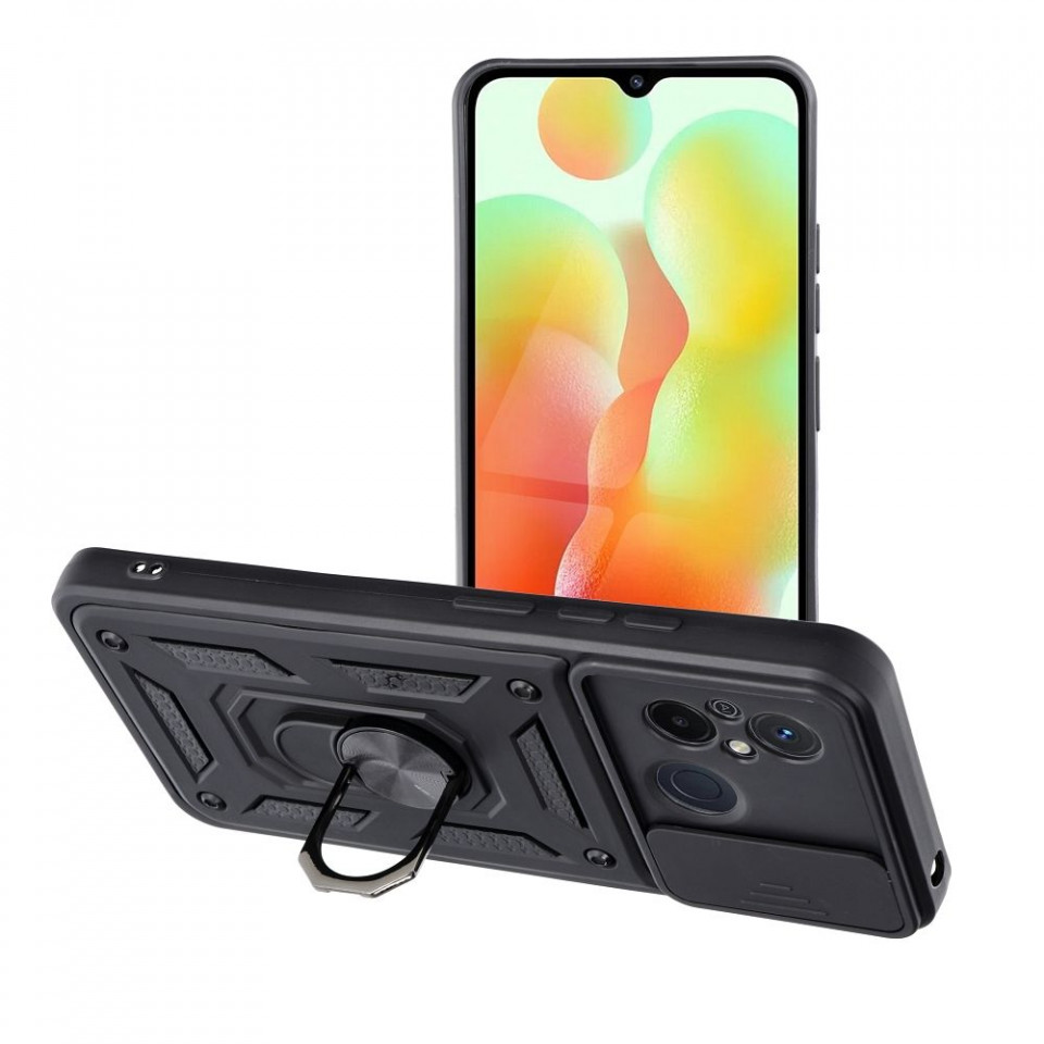 Husa Xiaomi Redmi 12C protectie camera cu inel, Skyddar Slide - Negru