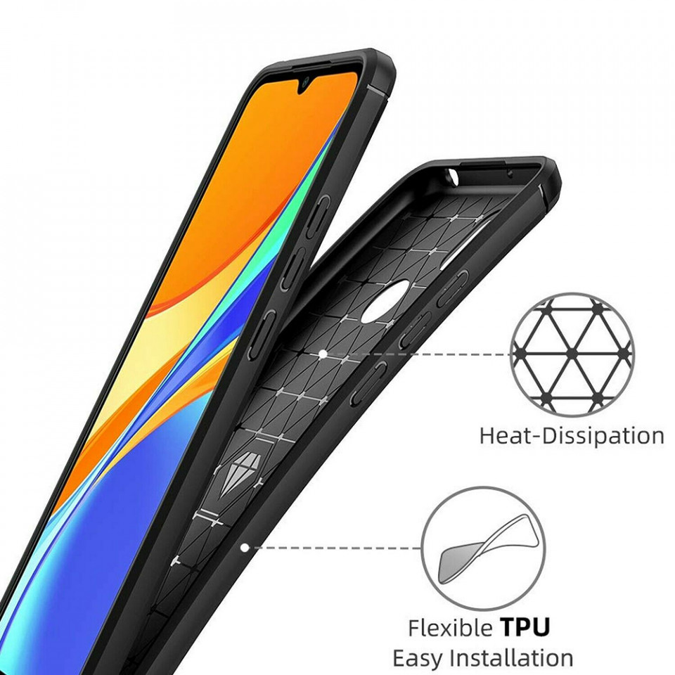 Husa Xiaomi Redmi 9C din silicon, Slim, cu textura Fibra Carbon - Negru - 2 | YEO