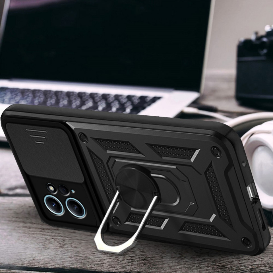 Husa Xiaomi Redmi Note 12 4G cu inel magnetic, Techsuit CamShield - Negru - 3 | YEO
