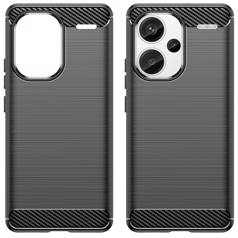 Husa Xiaomi Redmi Note 13 Pro+ 5G din silicon, Slim, cu textură Fibra Carbon - Negru - 2 | YEO