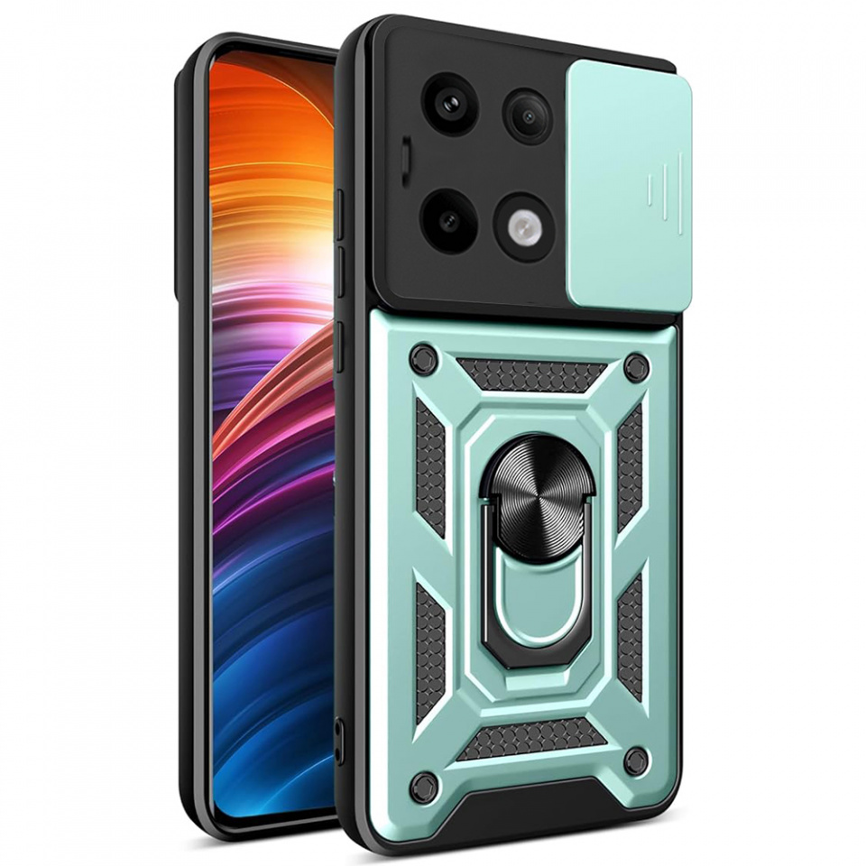 Husa Xiaomi Redmi Note 13 Pro 5G / Poco X6 cu inel magnetic si protectie camera Skyddar CamShield - Mint