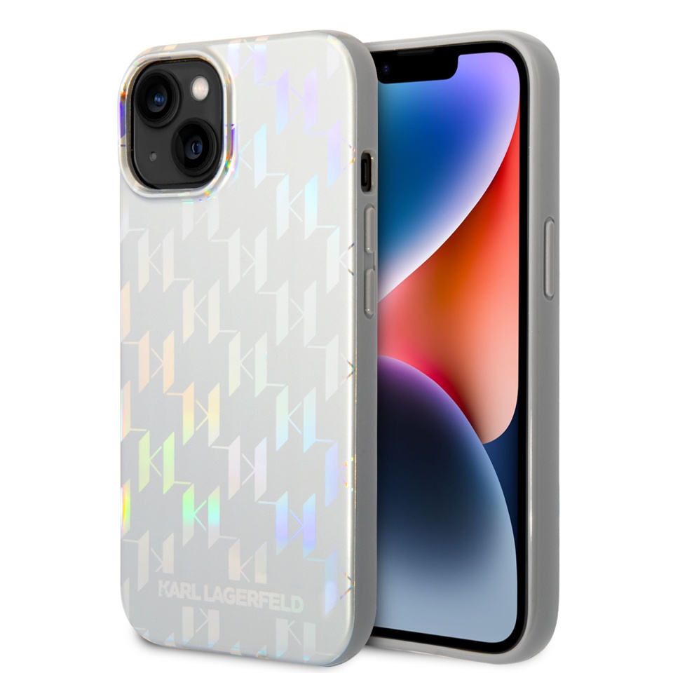Huse pentru iPhone 14 Plus, Karl Lagerfeld, Hardcase Monogram, Argintiu