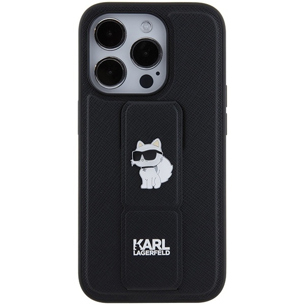 Huse pentru iPhone 15 Pro Max, Karl Lagerfeld, Saffiano Gripstand, Negru - 3 | YEO
