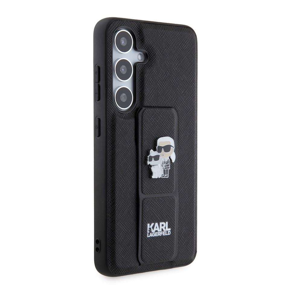 Huse pentru Samsung Galaxy S24, Karl Lagerfeld, Saffiano Gripstand, Negru - 2 | YEO