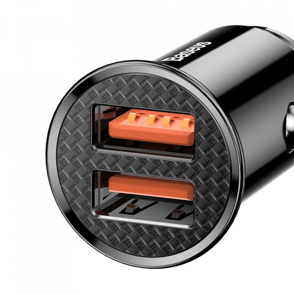 Incarcator Auto 2x USB 5A, QC 3.0 - Baseus Circular (CCALL-YD01) - Black - 1 | YEO