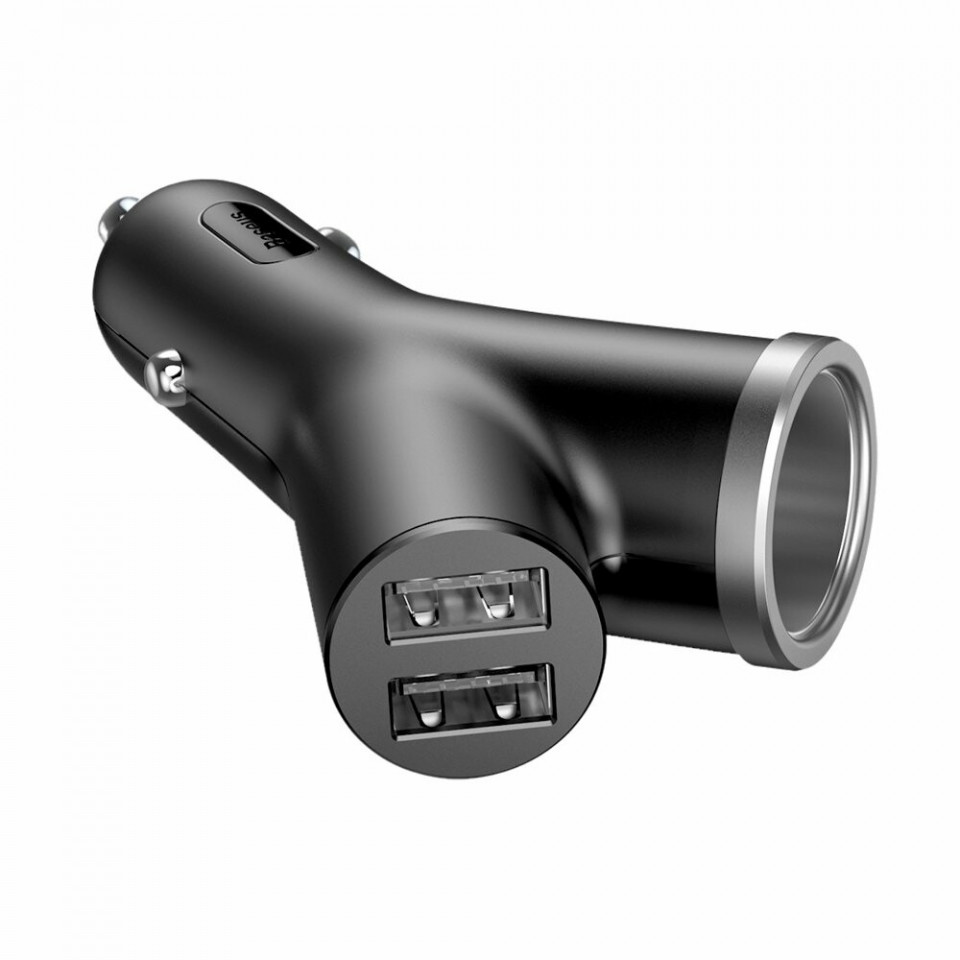 Incarcator auto 2x Usb si bricheta auto, Baseus - Negru - 2 | YEO