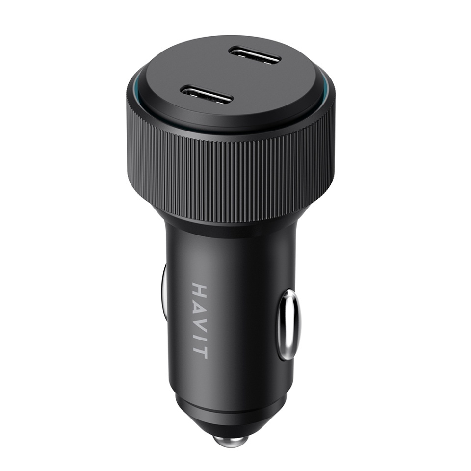 Incarcator Auto Fast Charge, 2x Type-C, PD30W, 3A, Havit CC2014, Negru