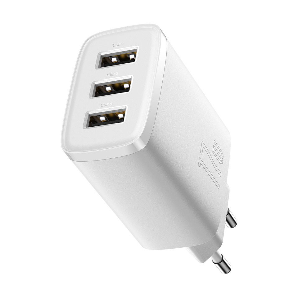 Incarcator de Priza 3xUSB, 17W, Baseus - Alb - 1 | YEO