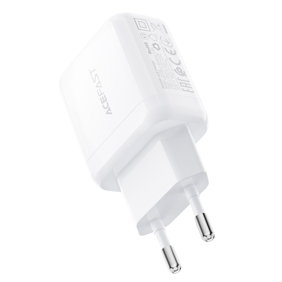 Incarcator Priza 20W, 1x Type-C, Tehnologie GaN, PD Fast Charging, Design Compact, Acefast A130, Alb - 1 | YEO