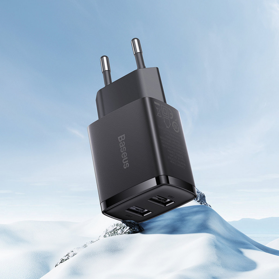 Incarcator priza 2xUSB 10.5W, Baseus (CCXJ010201) - Negru - 4 | YEO