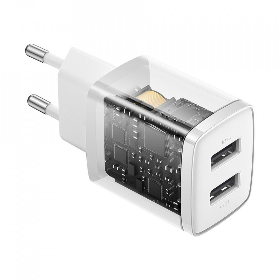 Incarcator priza 2xUSB 10.5W, Baseus (CCXJ010202) - Alb - 3 | YEO