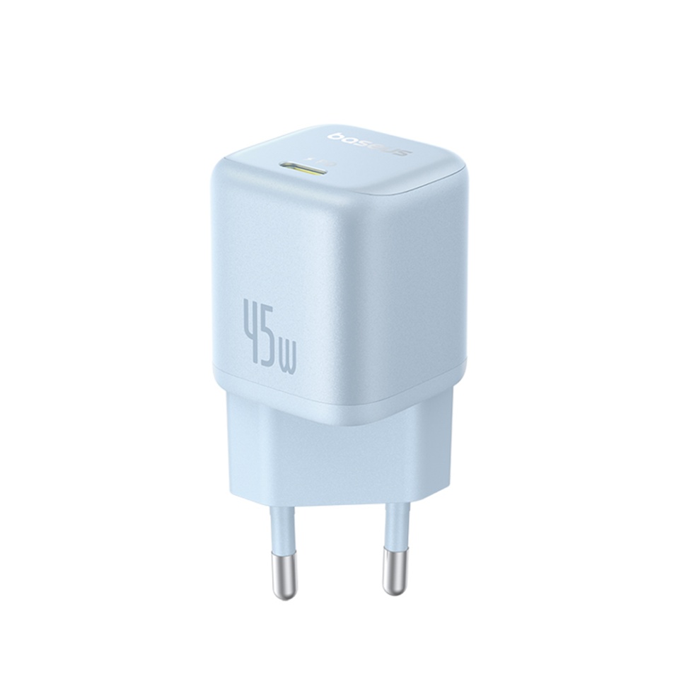 Incarcator Priza, Baseus, GaN, Fast Charging, 45W, USB-C, PicoGo, Bleu - 1 | YEO