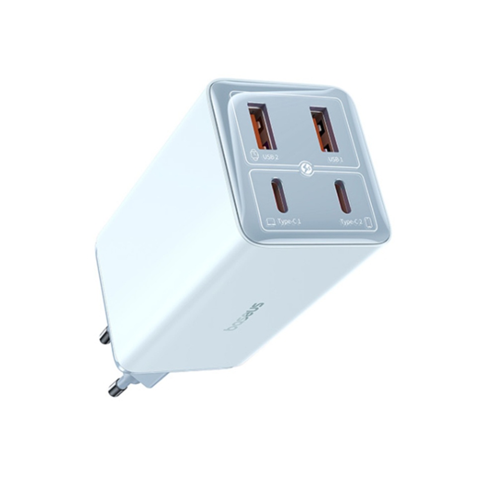 Incarcator Priza cu 4 porturi, Baseus,Type-C Cablu Inclus, 2x USB, 2x Type-C, 100W, 100W, 20V, 5A, 1m , GaN6 Pro, Albastru - 1 | YEO