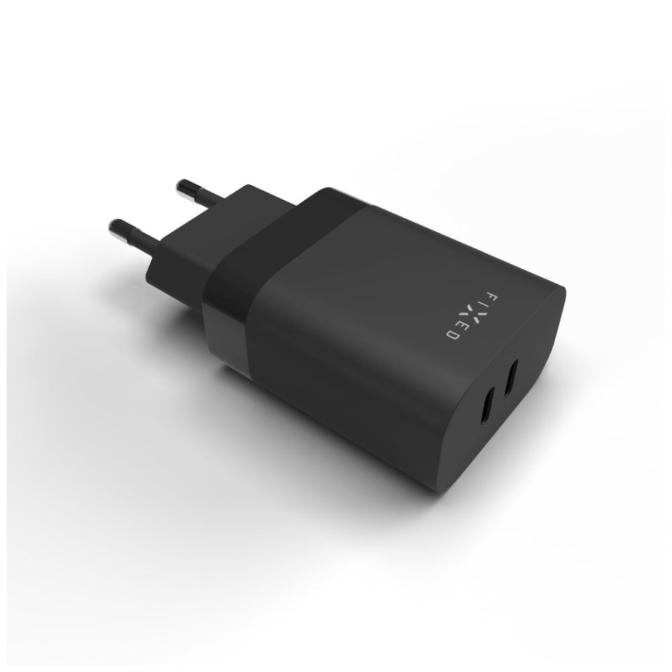 Incarcator Retea 35W, 2x Type-C, Fast Charging Power Delivery 3.0, Compact, Fixed FIXC35-2C-WH, Negru - 1 | YEO