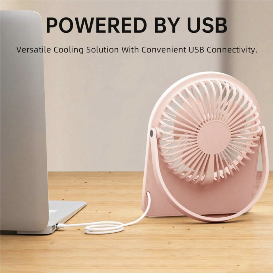 Mini Ventilator Portabil, CT-108, USB, 2W, Compact si Usor, set cu sticker, Roz - 2 | YEO