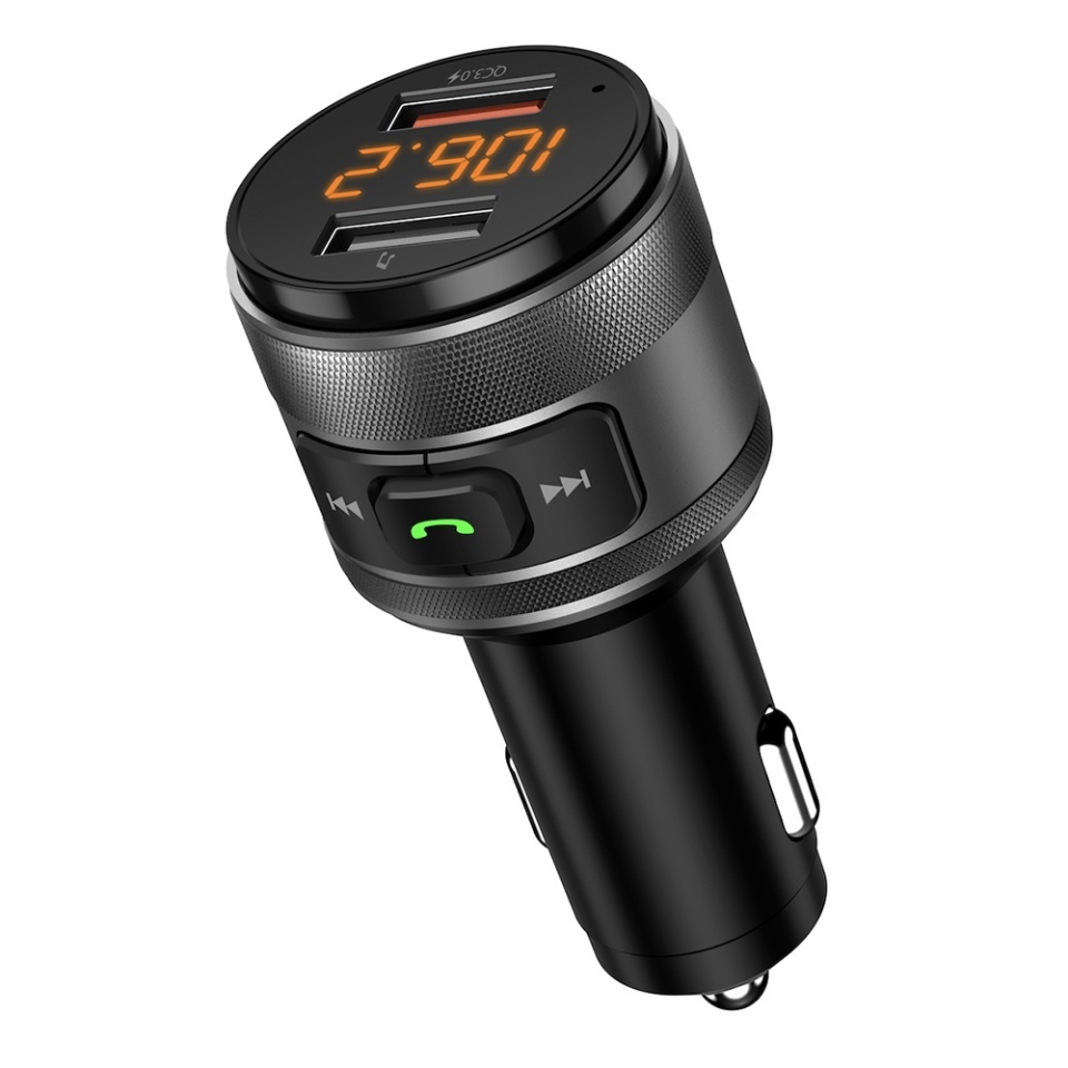 Modulator FM Auto 5V 3A QC3.0, Bluetooth, MP3 Player, Dual USB, Afisaj Voltaj, Control Apeluri, VoltTune MFM1, Negru - 1 | YEO
