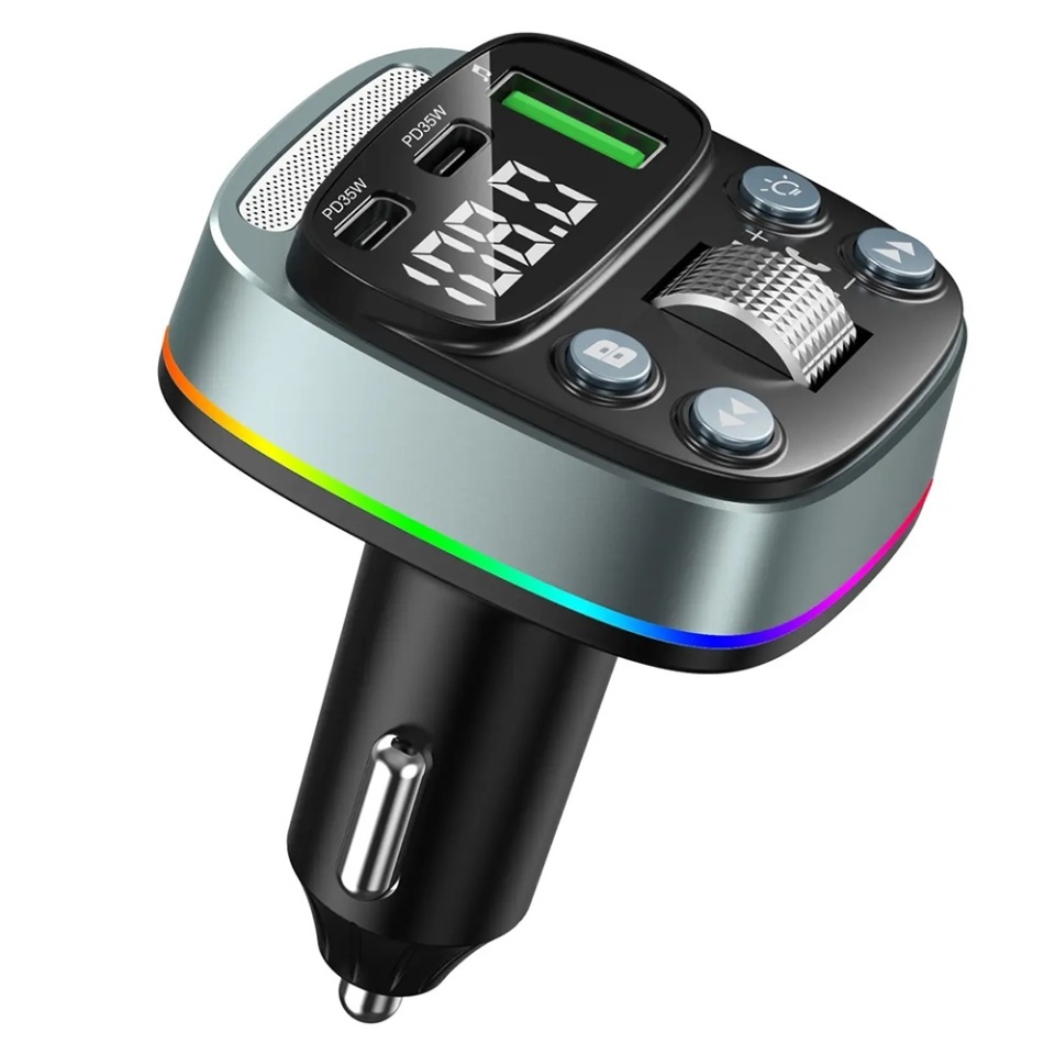 Modulator FM Auto Bluetooth 5.4, 2x PD 35W, USB Music Player, Reglaj Bass, Afisaj LED, Techsuit EchoDrive MFM3, Negru - 3 | YEO