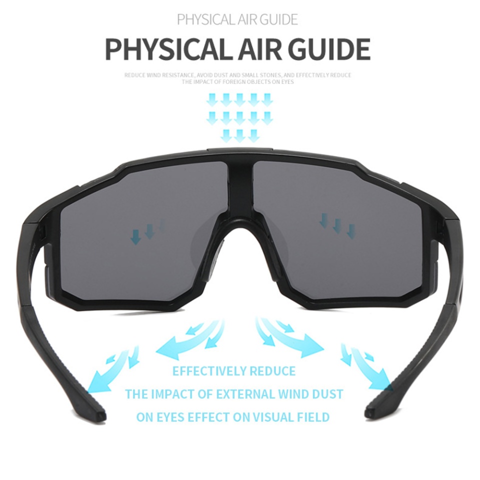 Ochelari de Ciclism și Activități Sportive Outdoor, cu Protecție UV, Ramă PC, Unisex 9337 - Gun Verde - 1 | YEO