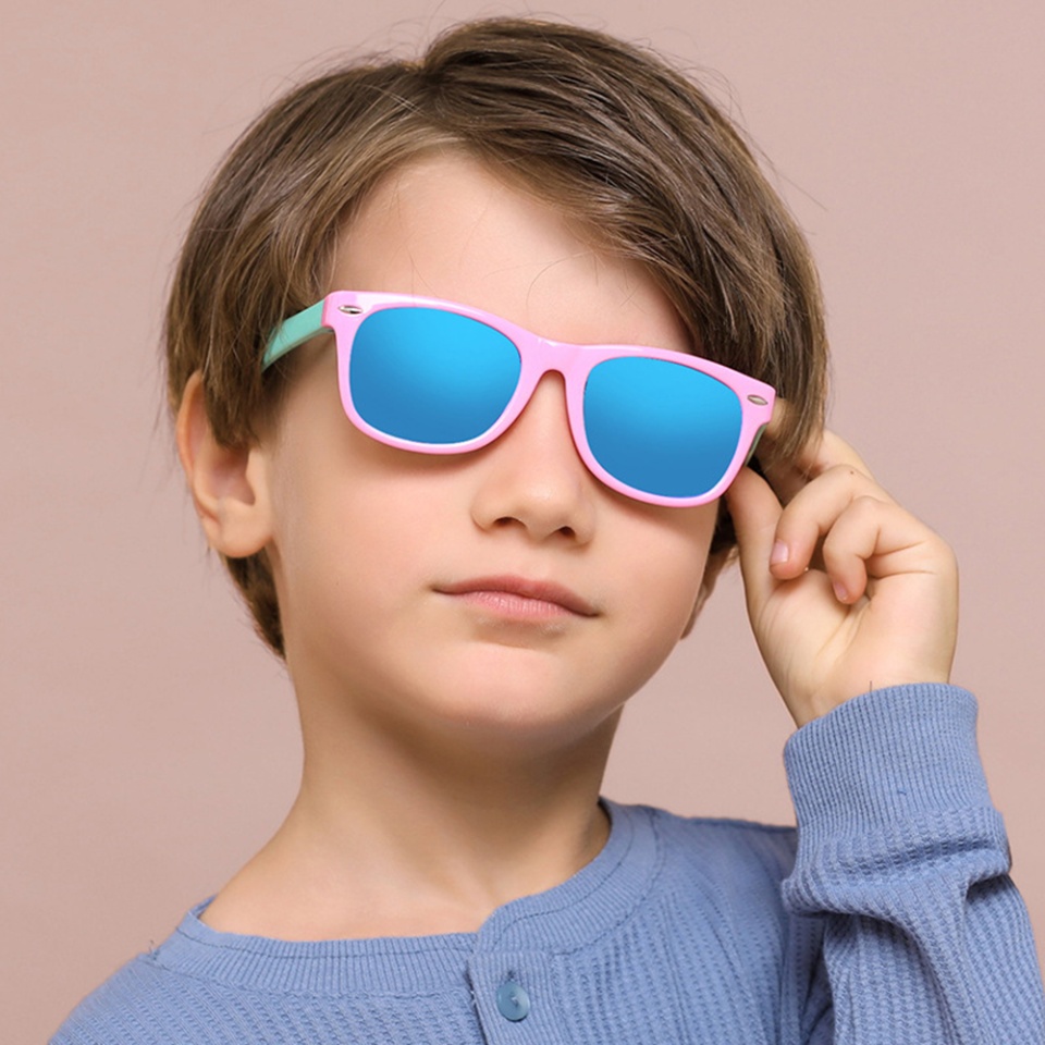 Ochelari de soare copii 3-8 Ani, Protectie UV, Polarizati, Skyddar Kido D802 - Roz Galben - 2 | YEO
