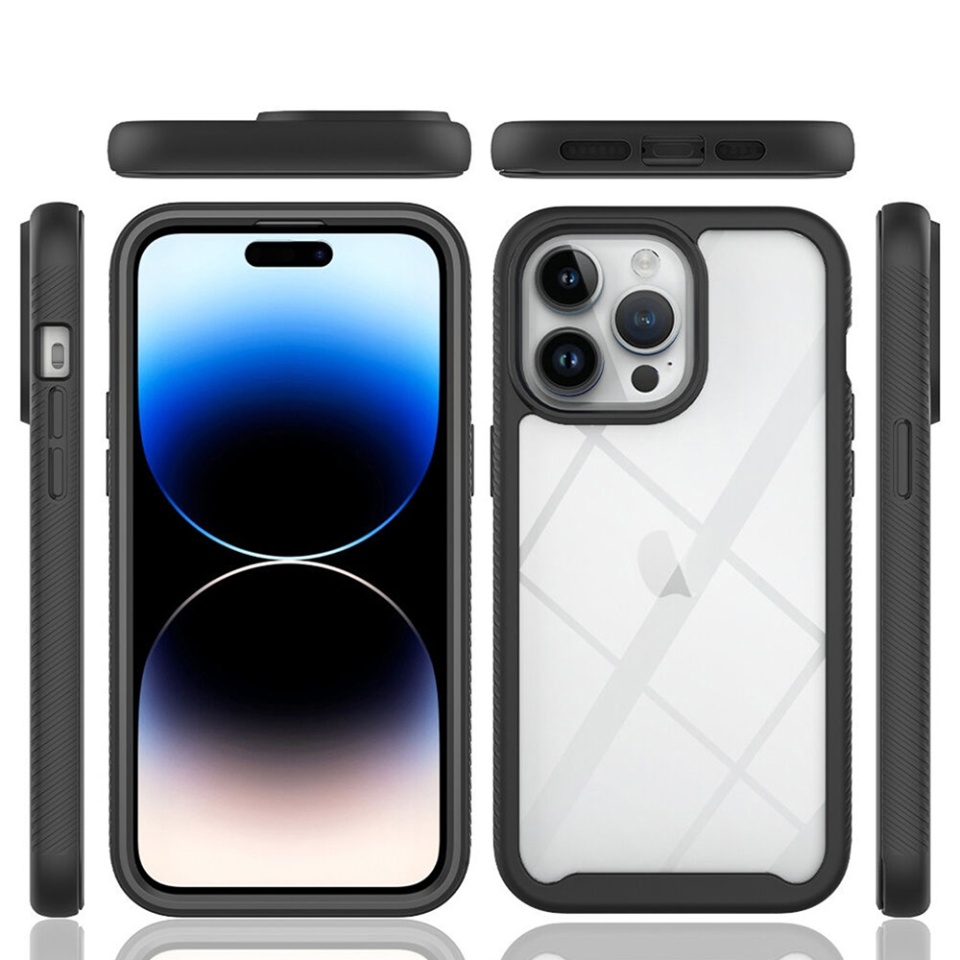 [Pachet 360°] Husa + Folie iPhone 15 Pro anti soc, Techsuit Defense - Negru - 1 | YEO