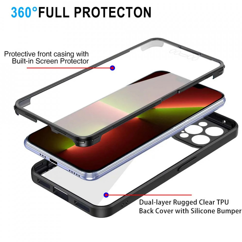 [Pachet 360°] Husa + Folie pentru iPhone 13 Pro, SKDR ColorShield 360° - Roz - 1 | YEO