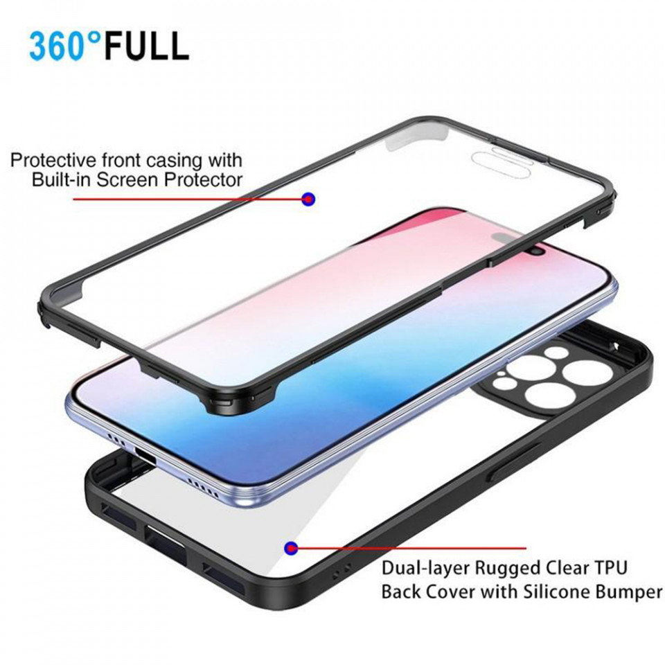 [Pachet 360°] Husa + Folie pentru iPhone 14 Pro Max, SKDR ColorShield 360° - Mov - 2 | YEO