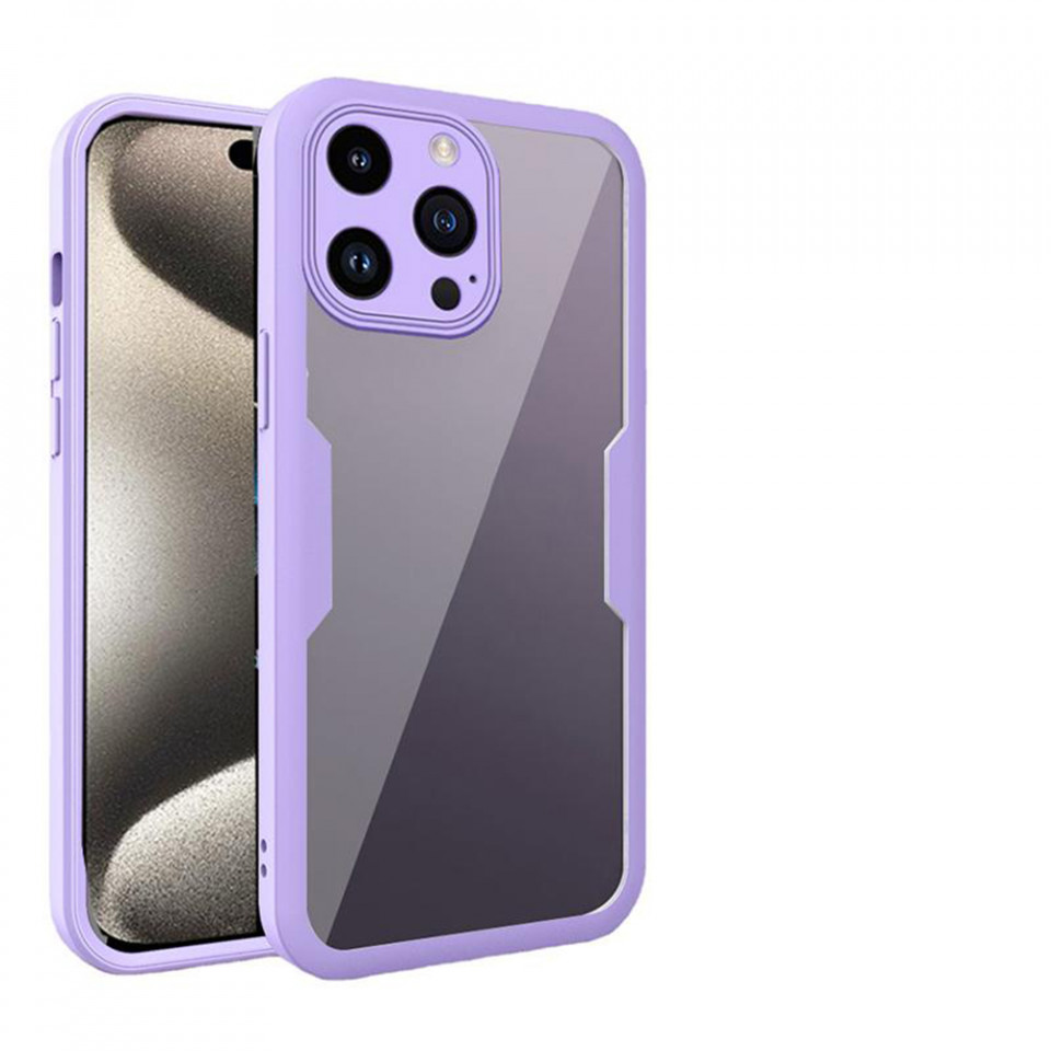[Pachet 360°] Husa + Folie pentru iPhone 15 Pro Max, SKDR ColorShield 360° - Mov