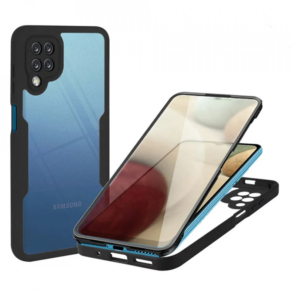 [Pachet 360°] Husa + Folie pentru Samsung Galaxy A12, SKDR ColorShield 360° - Negru