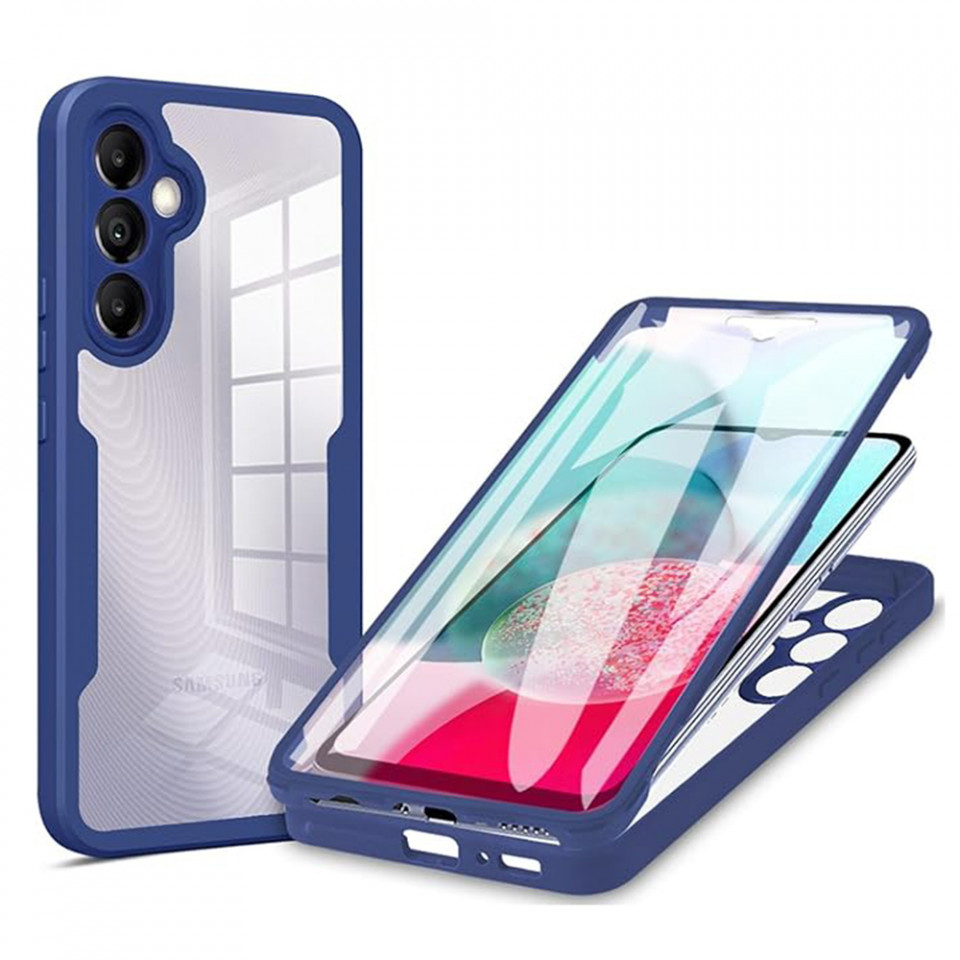 [Pachet 360°] Husa + Folie pentru Samsung Galaxy A14 5G / Galaxy A14 4G, SKDR ColorShield 360° - Albastru