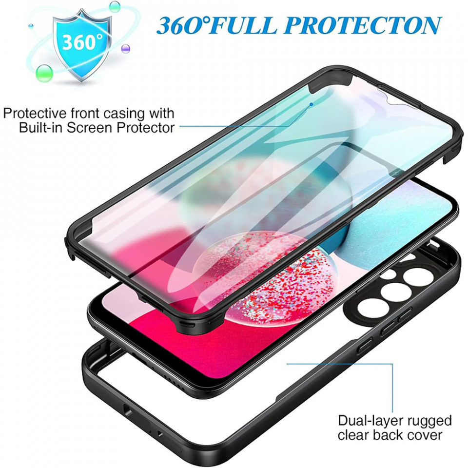 [Pachet 360°] Husa + Folie pentru Samsung Galaxy A14 5G / Galaxy A14 4G, SKDR ColorShield 360° - Mov - 3 | YEO