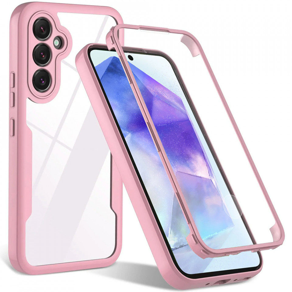 [Pachet 360°] Husa + Folie pentru Samsung Galaxy S23 FE, SKDR ColorShield 360° - Roz