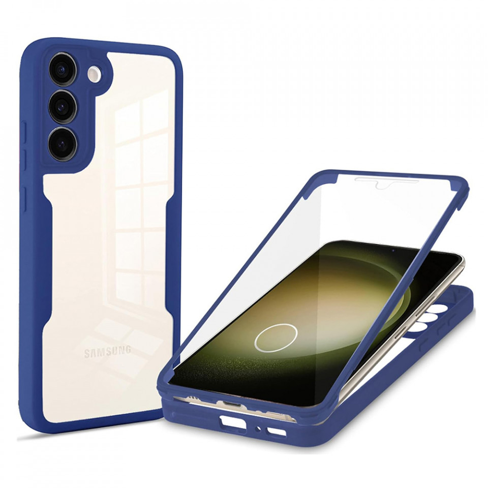 [Pachet 360°] Husa + Folie pentru Samsung Galaxy S23 Plus, SKDR ColorShield 360° - Albastru