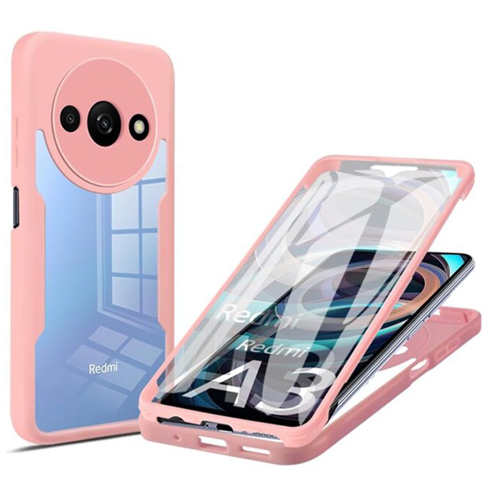 [Pachet 360°] Husa + Folie pentru Xiaomi Redmi A3, SKDR ColorShield 360° - Roz