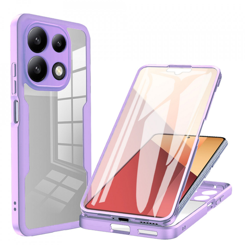 [Pachet 360°] Husa + Folie pentru Xiaomi Redmi Note 13 4G, SKDR ColorShield 360° - Mov